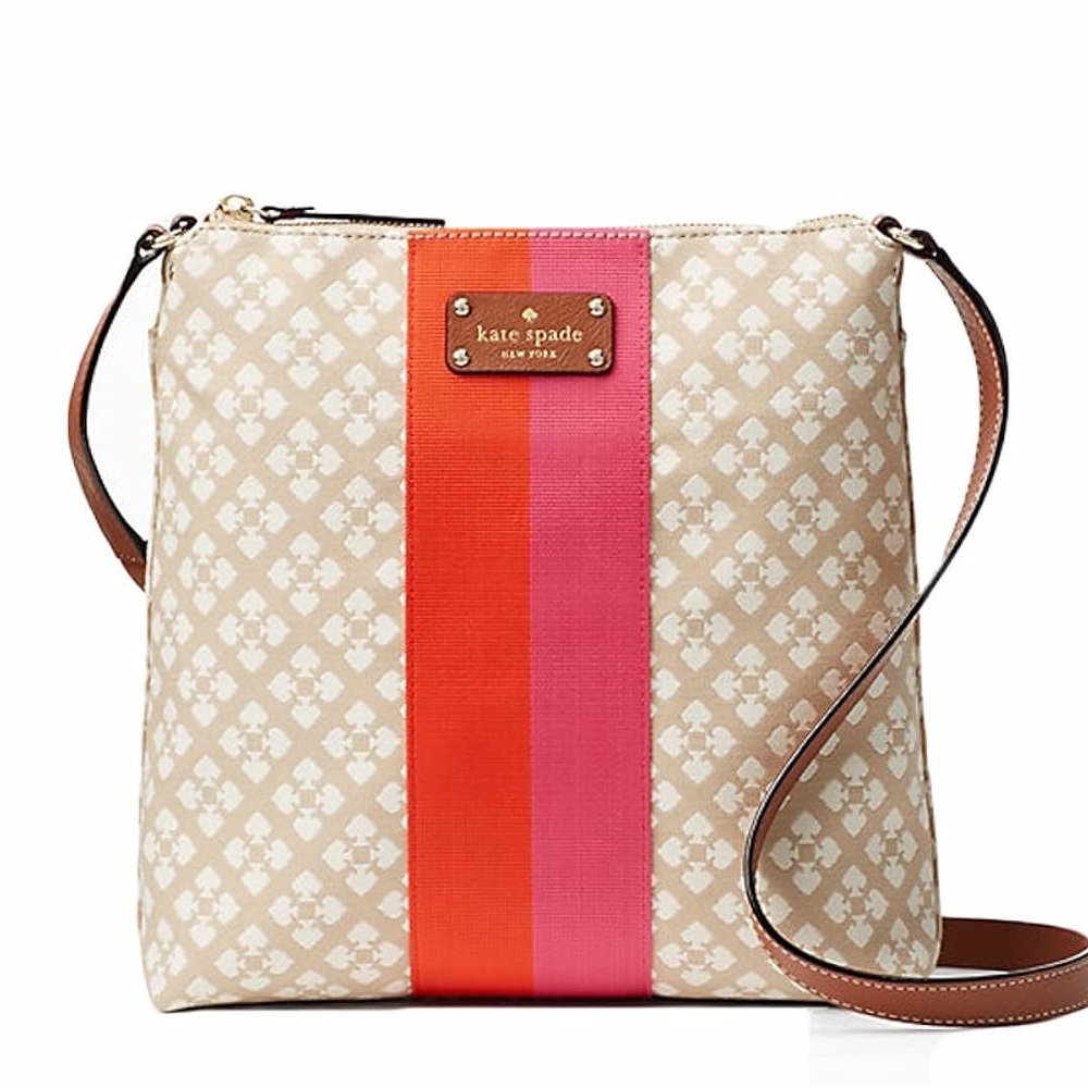 Kate Spade Victoria Red and Pink Stripe Signature Crossbody